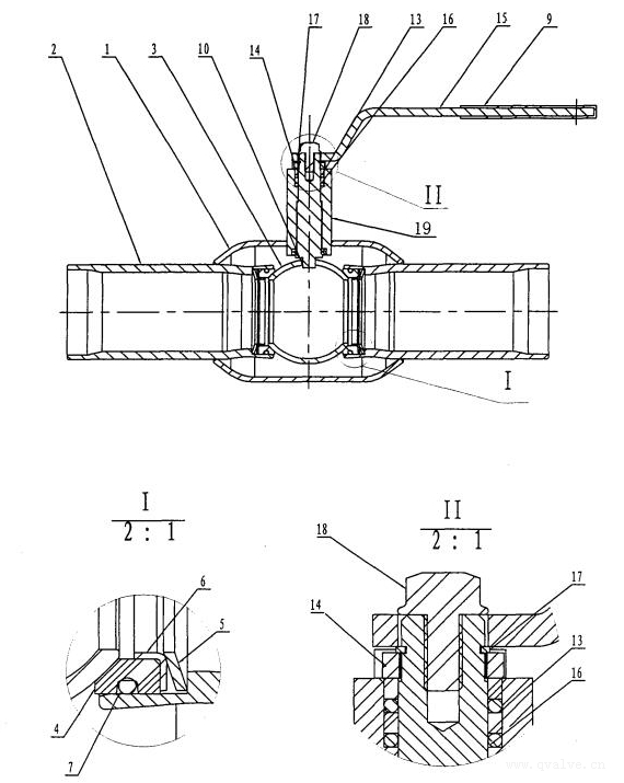 全焊接球閥結(jié)構(gòu)示意圖